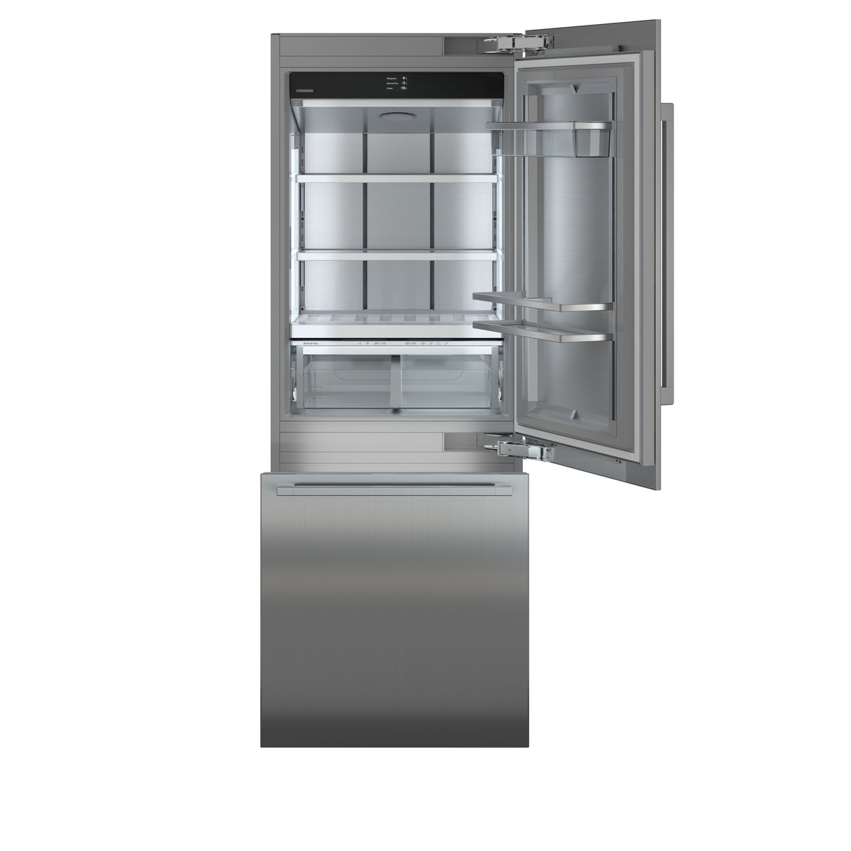 Intérieur vide du combiné Liebherr Monolith ECBNei 9770 : réfrigérateur, BioFresh-Plus et congélateur