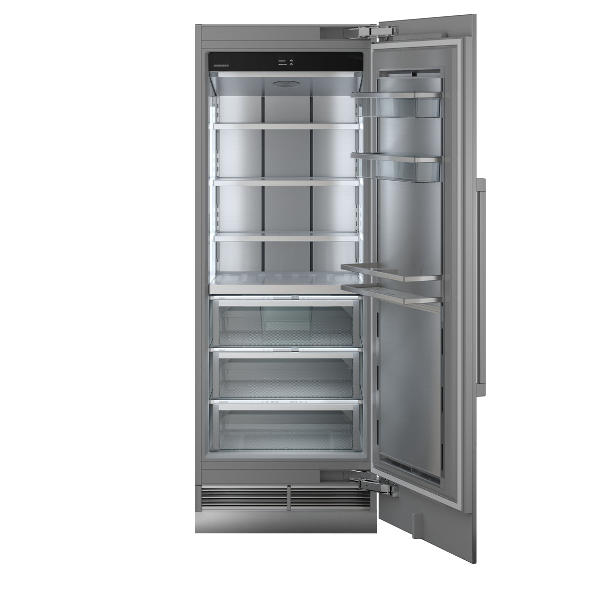 Intérieur vide du réfrigérateur Liebherr Monolith ERBdi 9770 : clayettes et tiroirs BioFresh-Plus
