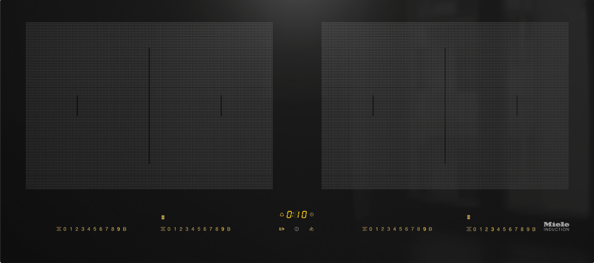 Table de cuisson à induction Miele KM 7684 FL, format panoramique en vitrocéramique noire sans cadre