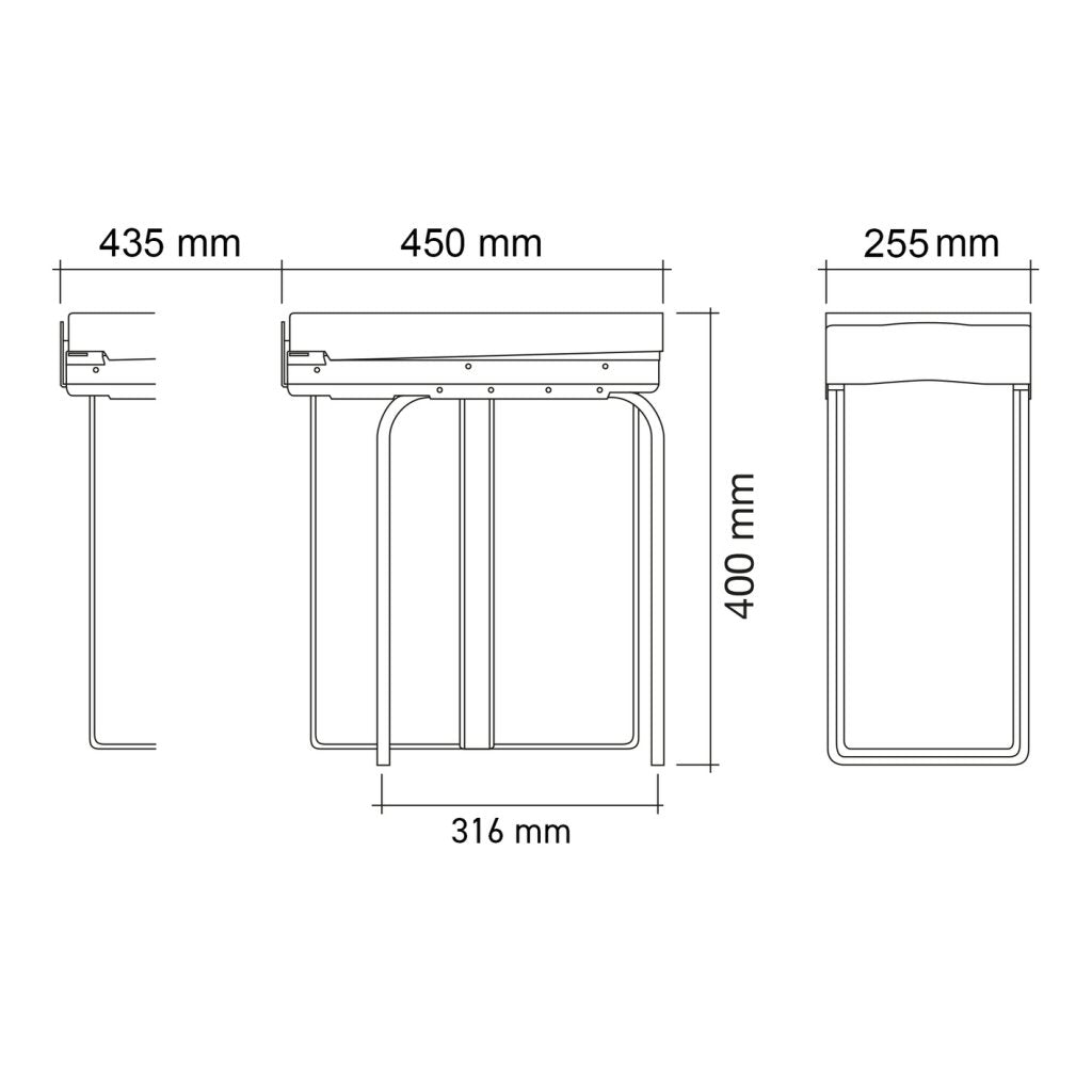 Poubelle MSA 224GO seau 30 L couvercle range-éponges
