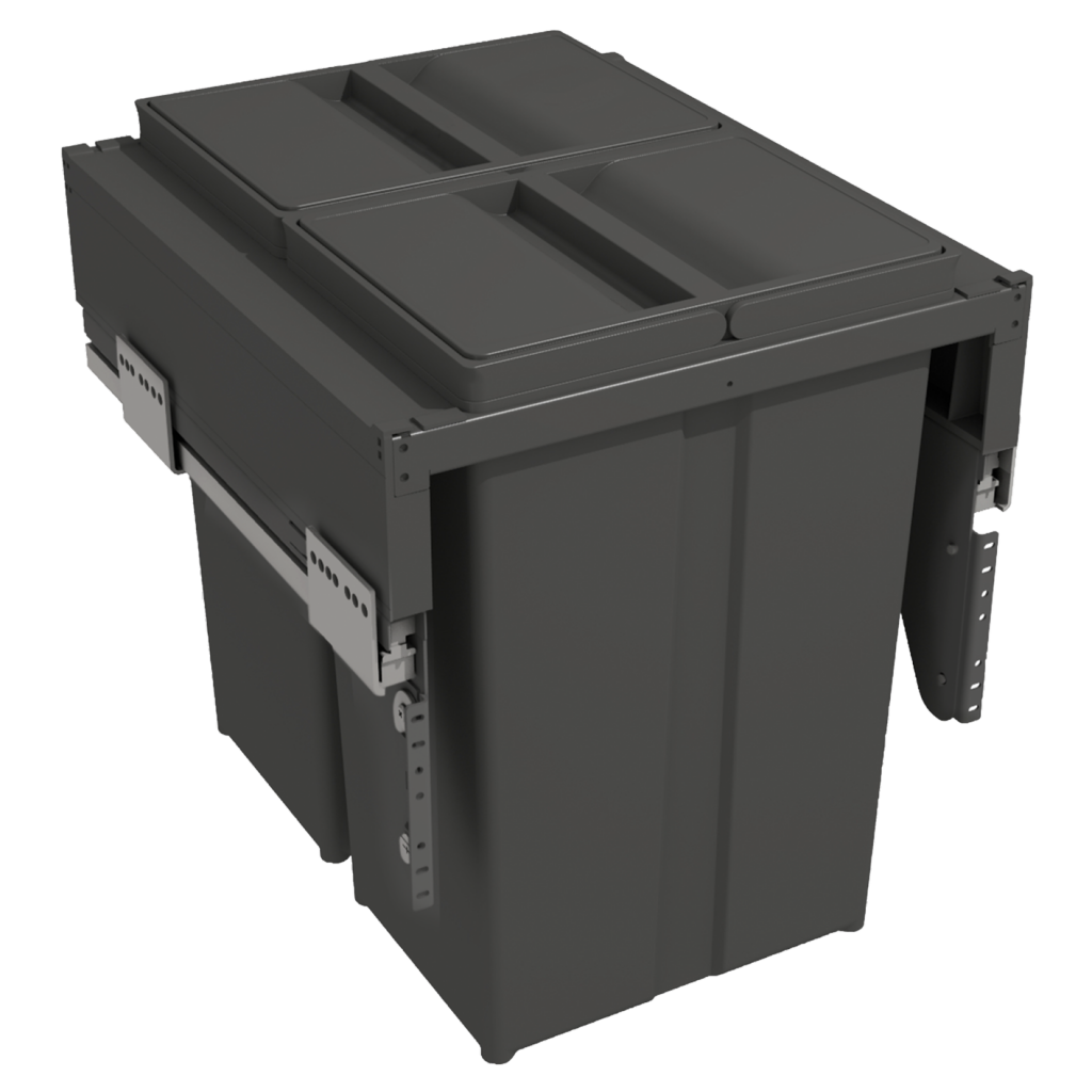 Poubelle 2 bacs 58 L MSA gris orion pour meuble de 450 mm