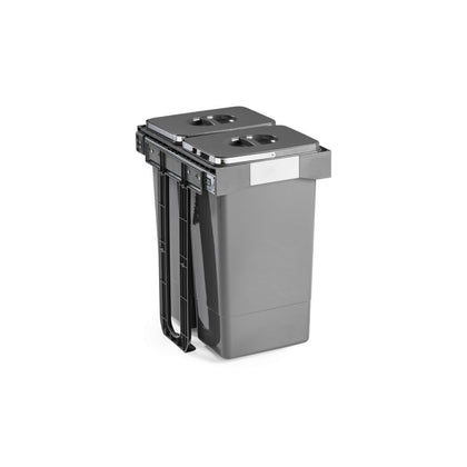 Poubelle sous-évier 2 bacs 52 L MSA gris orion pour meuble de 400 mm