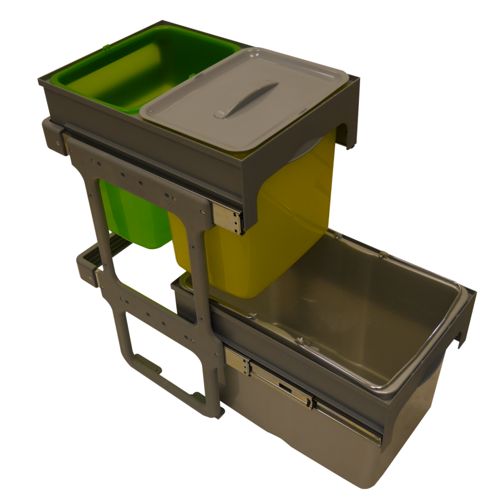 Poubelle tri 3 bacs 66 L MSA pour meuble de 400 mm