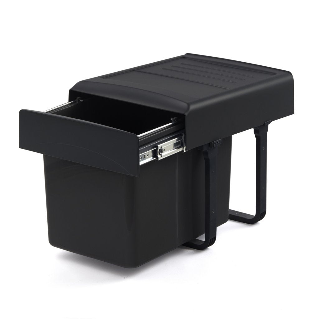 Poubelle 1 bac 34 L MSA noir recyclé pour meuble de 400 mm