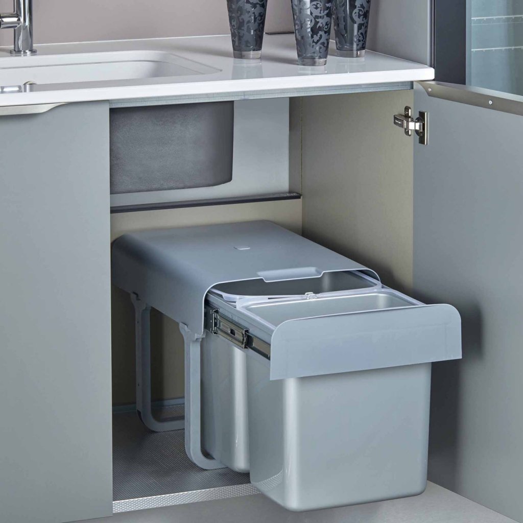 Poubelle MSA 9204 installée meuble 400 mm