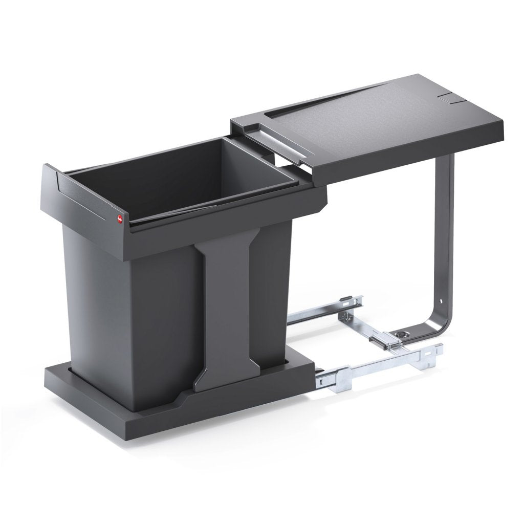 Poubelle 1 bac 20 L MSA gris graphite pour meuble de 400 mm
