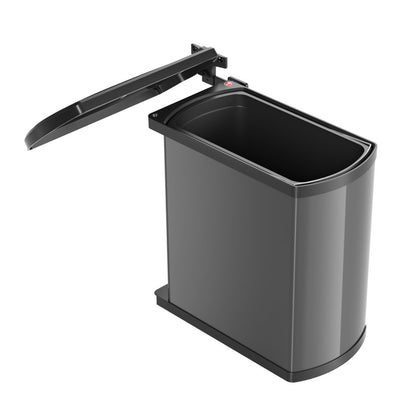 Poubelle automatique gris foncé noir de 18L - l. 388 x P.203 x H. 450mm - Fixation sur par vis sur porte et caisson