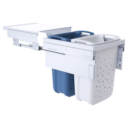 Paniers à linge coulissants blanc meuble 450mm 2 bacs 66L