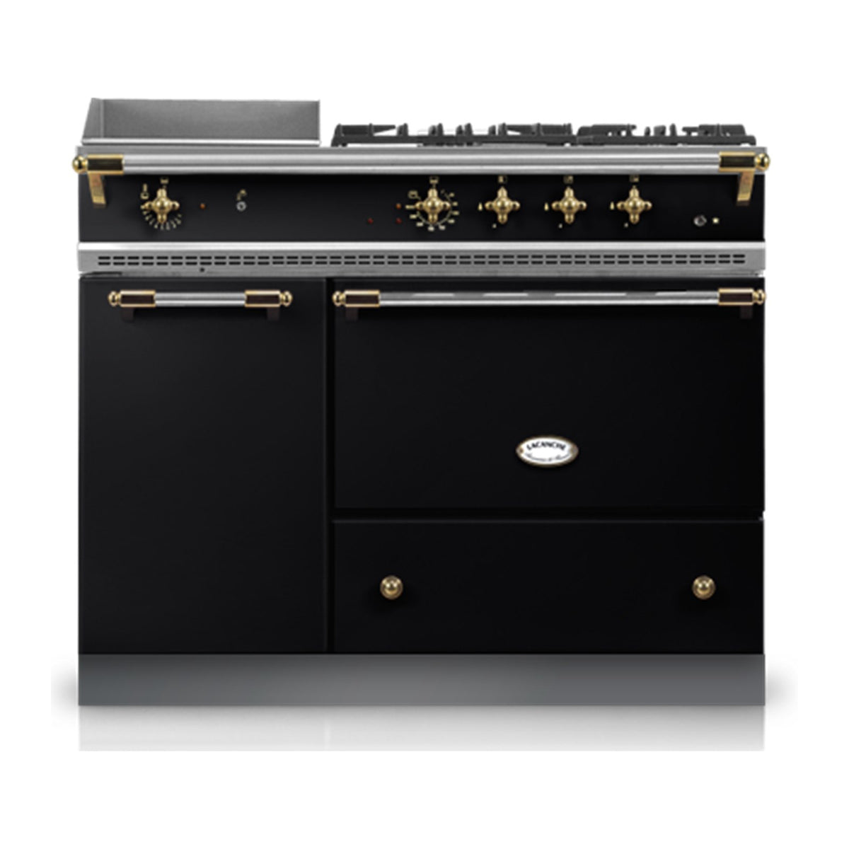 Piano Lacanche Chassagne Classic 110 cm, émail Noir, finition laiton brillant