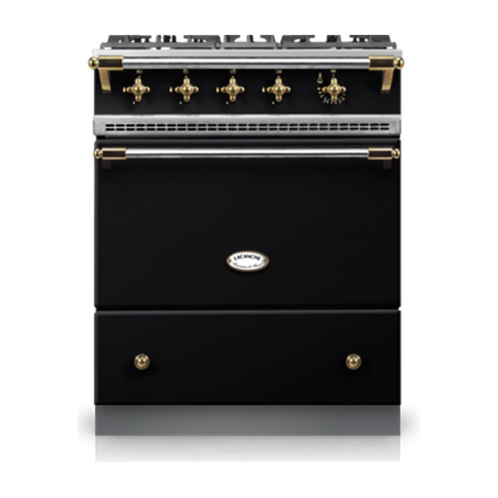 Piano Lacanche Cormatin Classic 70 cm, émail Noir, finition laiton brillant