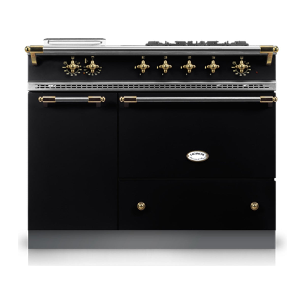 Piano Lacanche Saulieu Classic 110 cm, émail Noir, finition laiton brillant