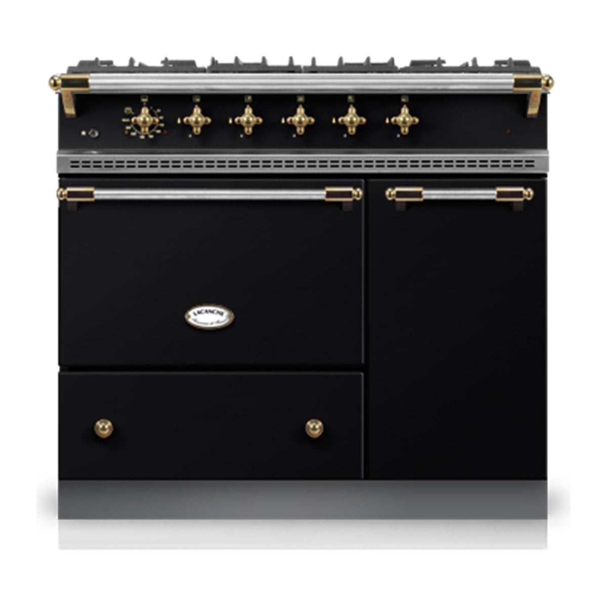 Piano Lacanche Vougeot Classic 100 cm, émail Noir, finition laiton brillant