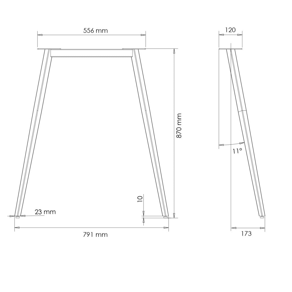 Pied ALASKA en acier - H. 870mm - finition noir mat (RAL 9005)