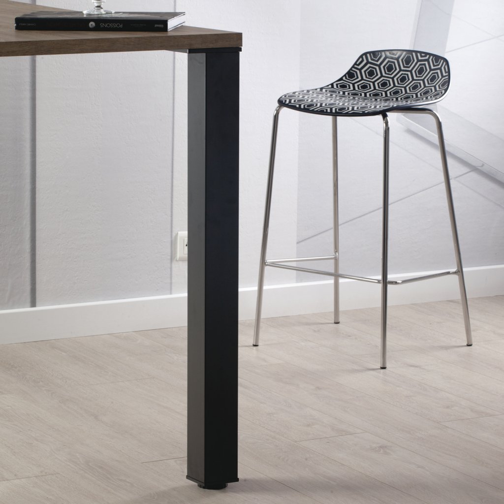 Pied carré de table et de snack en acier - 80 x 80 - H. 1100mm - finition noir mat