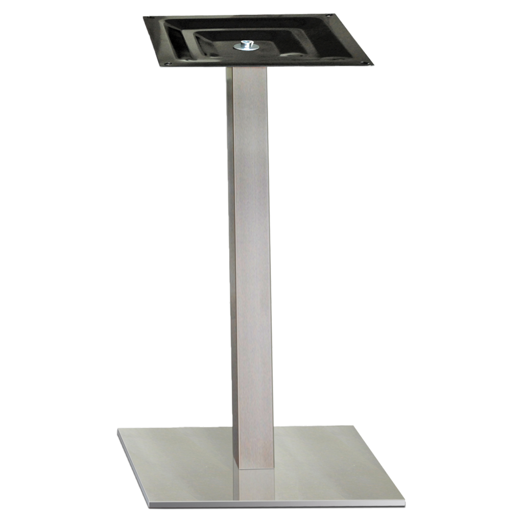 Pied central carré inox brossé H.730mm socle 600mm