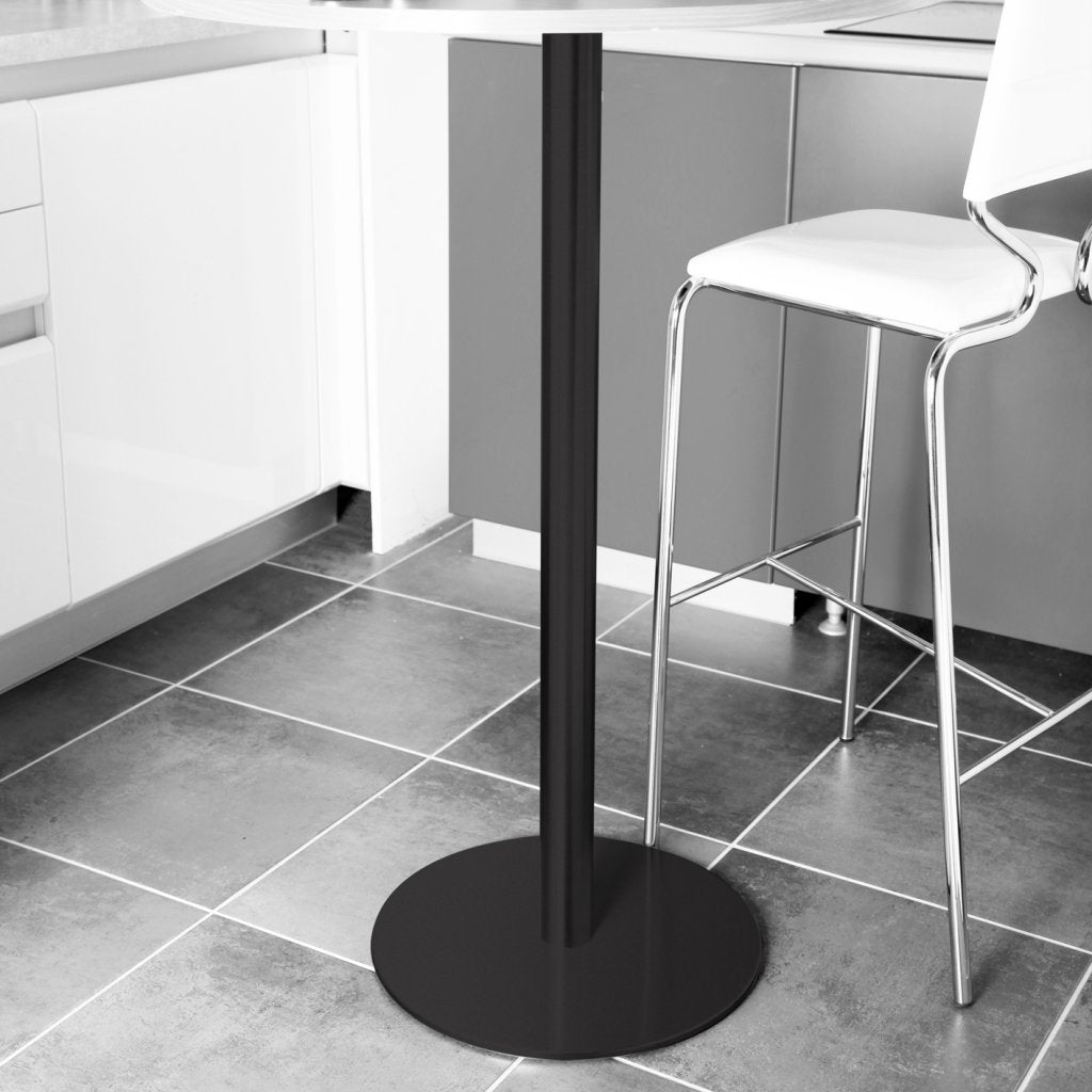 Pied central rond - H. 1070mm - socle de 440mm - pied de 60mm - pour plateau rond de diamètre 800mm maximum ou carré de 700 x 700mm maximum - finition noir mat