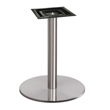 Pied central rond H. 730 mm socle 600 mm finition inox brossé