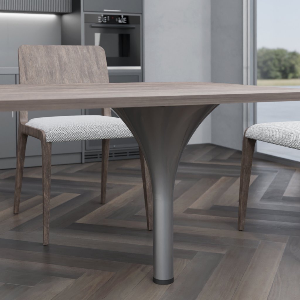 Pied de snack design de forme ronde- H. 870mm - finition gris inox