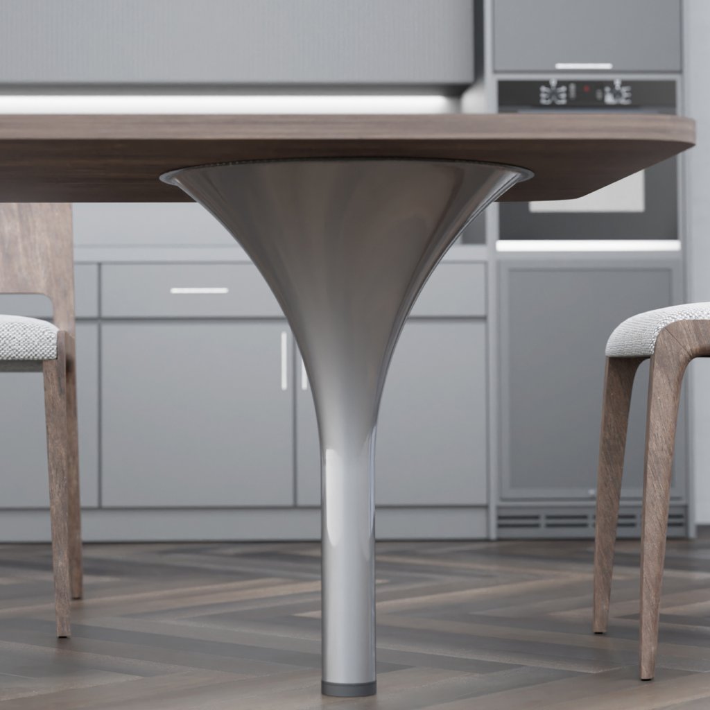 Pied de snack design de forme ronde- H. 870mm - finition gris inox