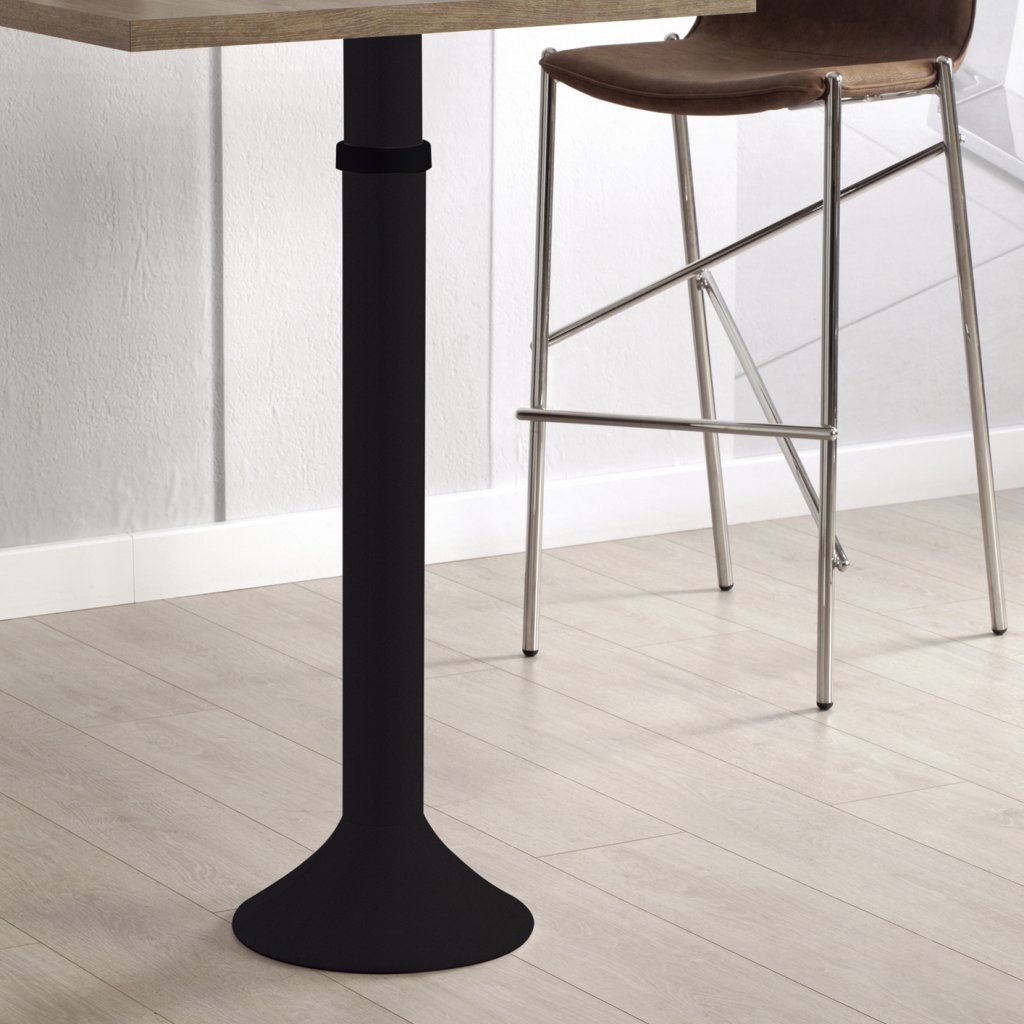 Pied de snack rond télescopique en acier - diamètre de 80mm - hauteur de 820 à 1100mm - finition noir mat