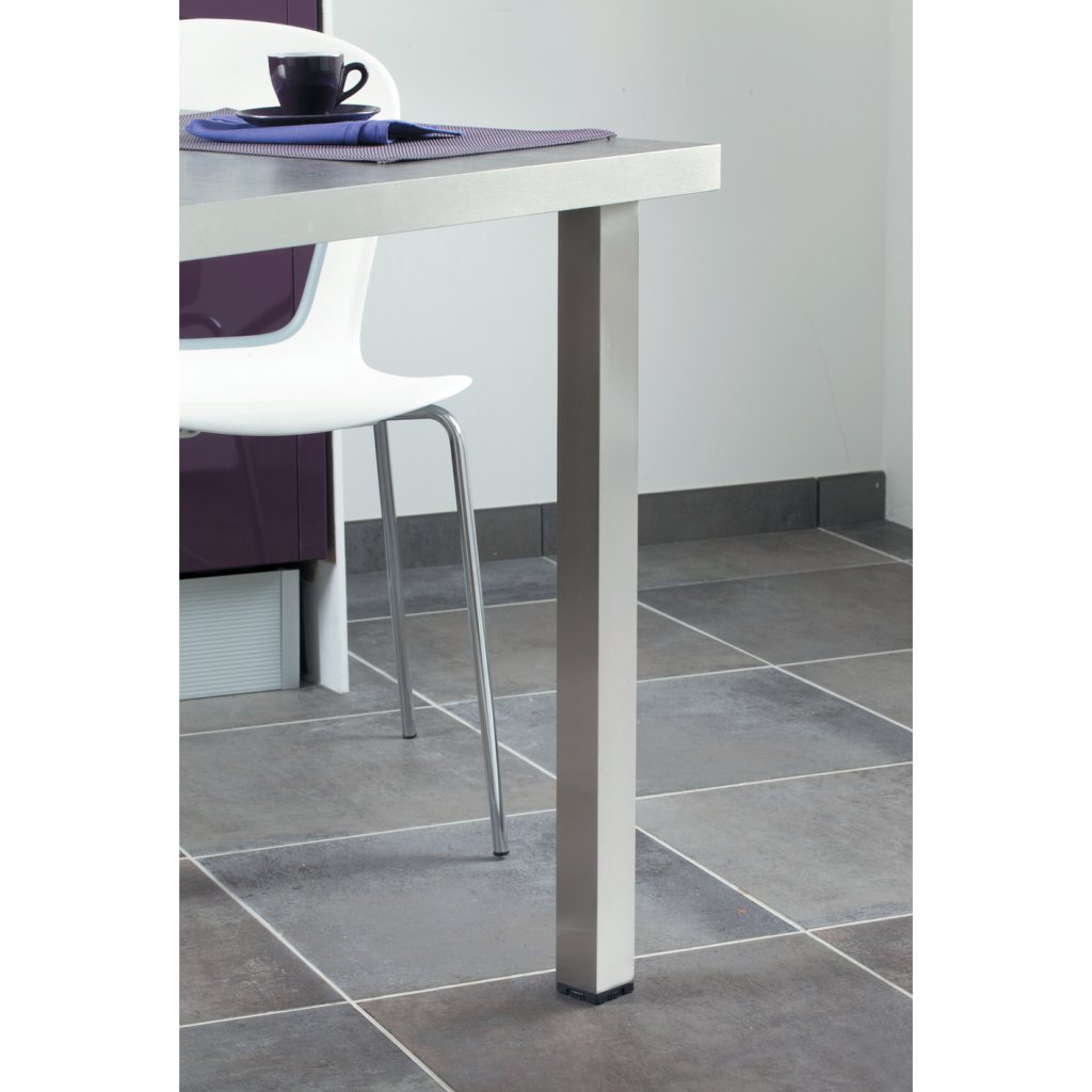 Pied de table et de snack carré en acier - 50 x 50mm - hauteur 930mm - finition inox brossé