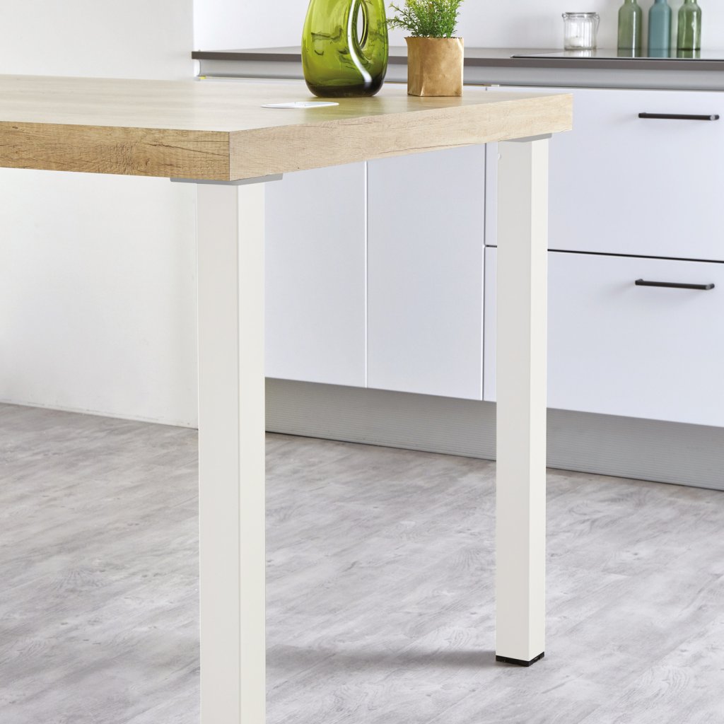 Pied de table et de snack carré en acier - 60 x 60mm - Hauteur 890mm - finition blanc mat (RAL 9003)
