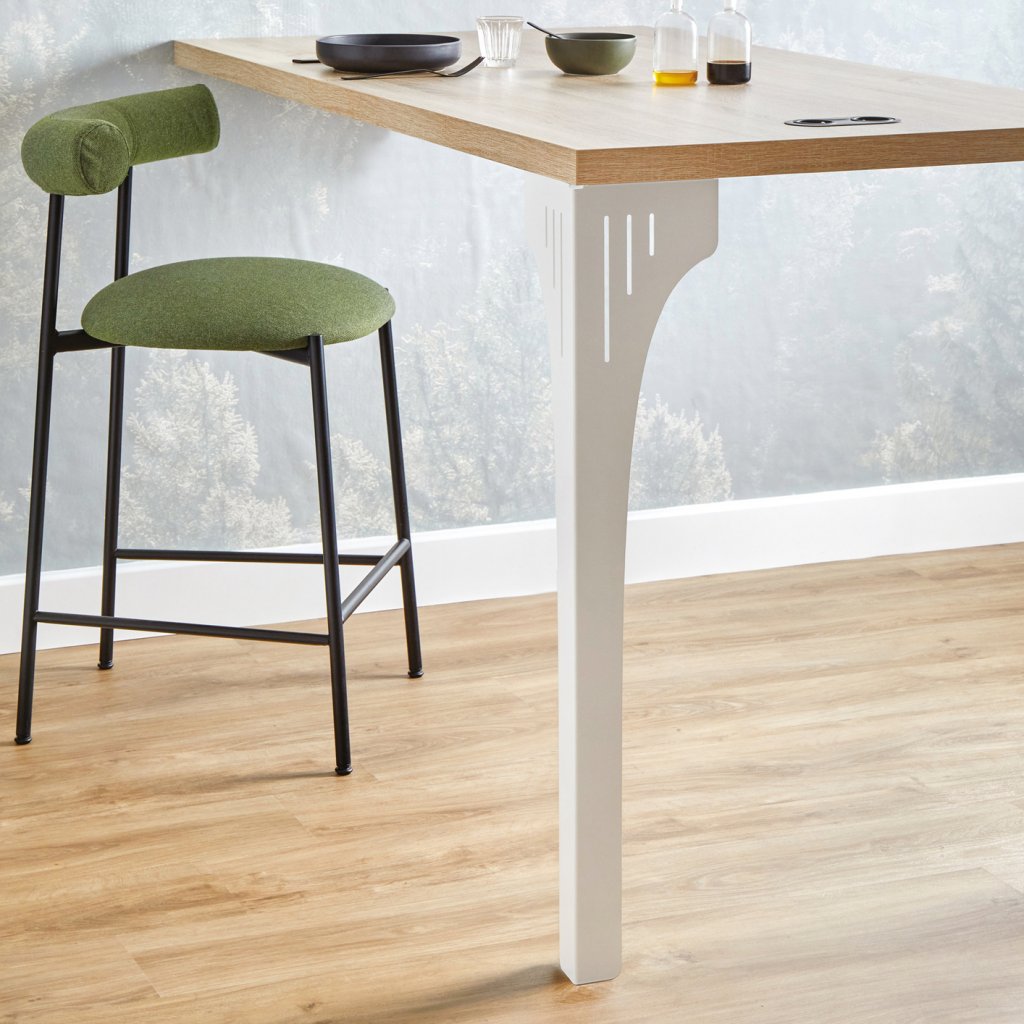 Pied de table STRONG avec découpe décorative- Blanc mat-H.710mm- Vendu par 2