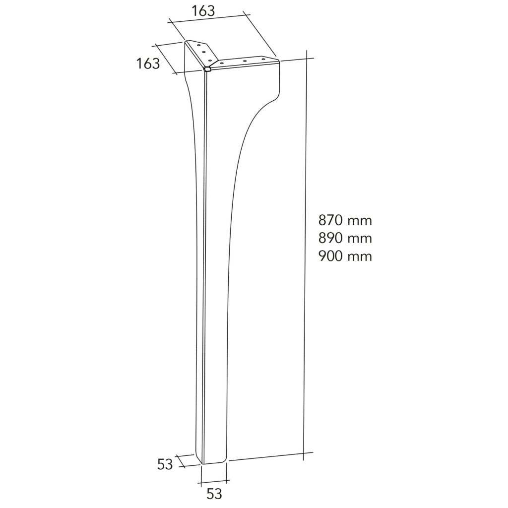Pied de table STRONG Noir mat-H.890mm- Vendu par 2