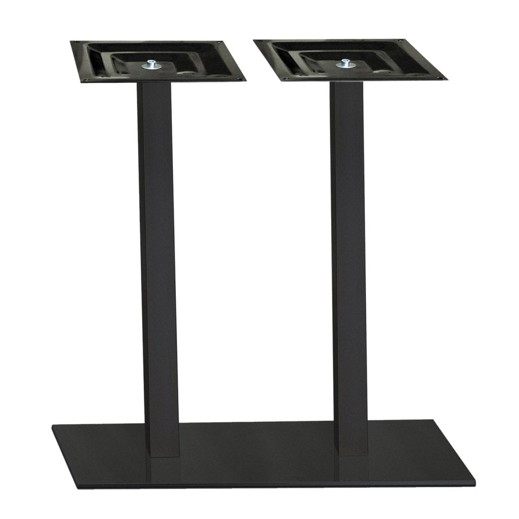 Pied double central carré en acier - H. 870mm - finition noir mat
