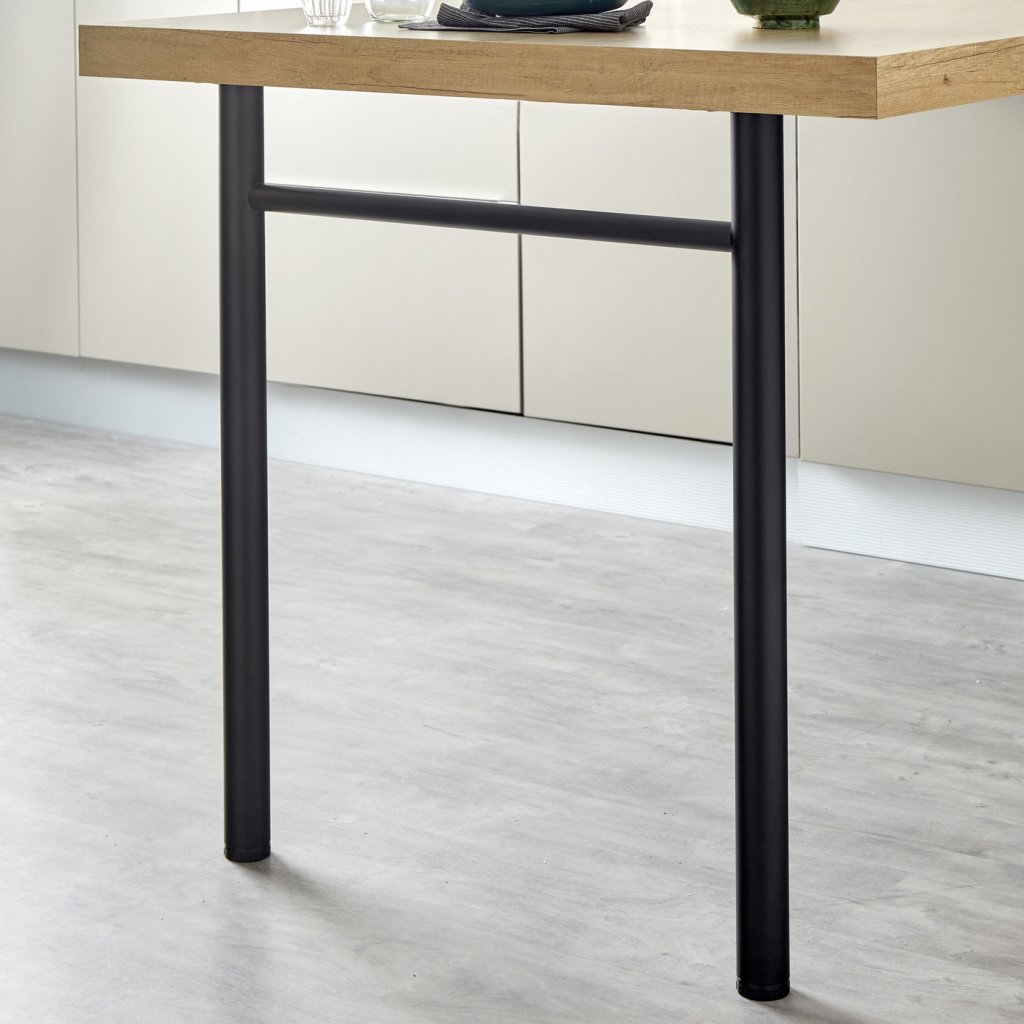 Pied H double rond- Diam.50mm-Hauteur 870mm-Finition Noir mat