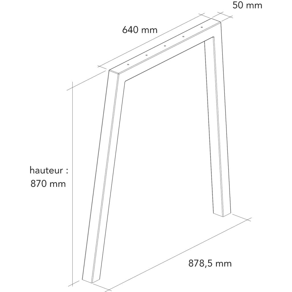 Pied NEVADA - largeur haute : 640mm - largeur basse : 879mm - hauteur 870mm - finition blanc (RAL9010)