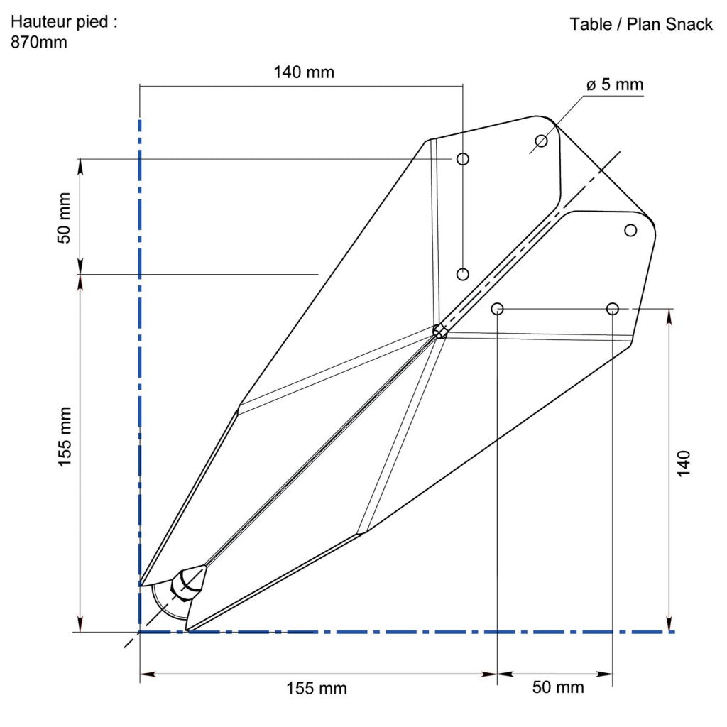 Pied ORIGAMI- Finition Noir mat- H.870mm- Vendu par 2