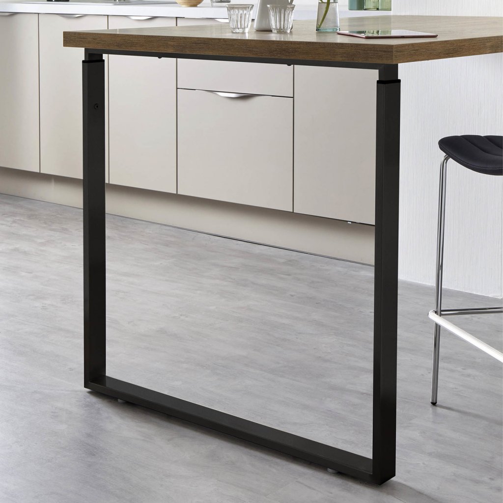 Pied rectangulaire télescopique de 900mm de large - hauteur réglable de 860 à 960mm - finition noir mat