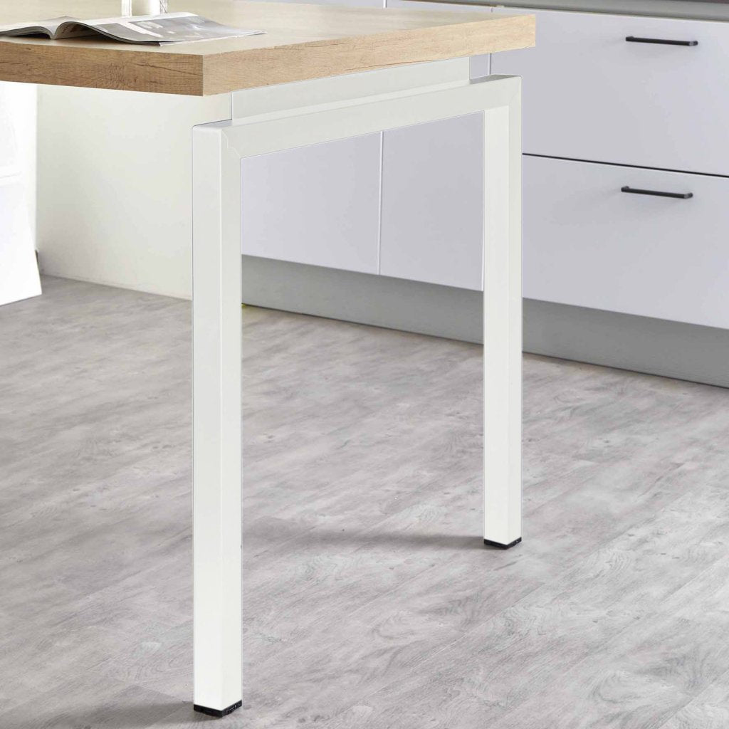 Pied snack aérien en acier - H. 710mm - profil carré 50 x 50 - finition blanc mat (RAL 9003)