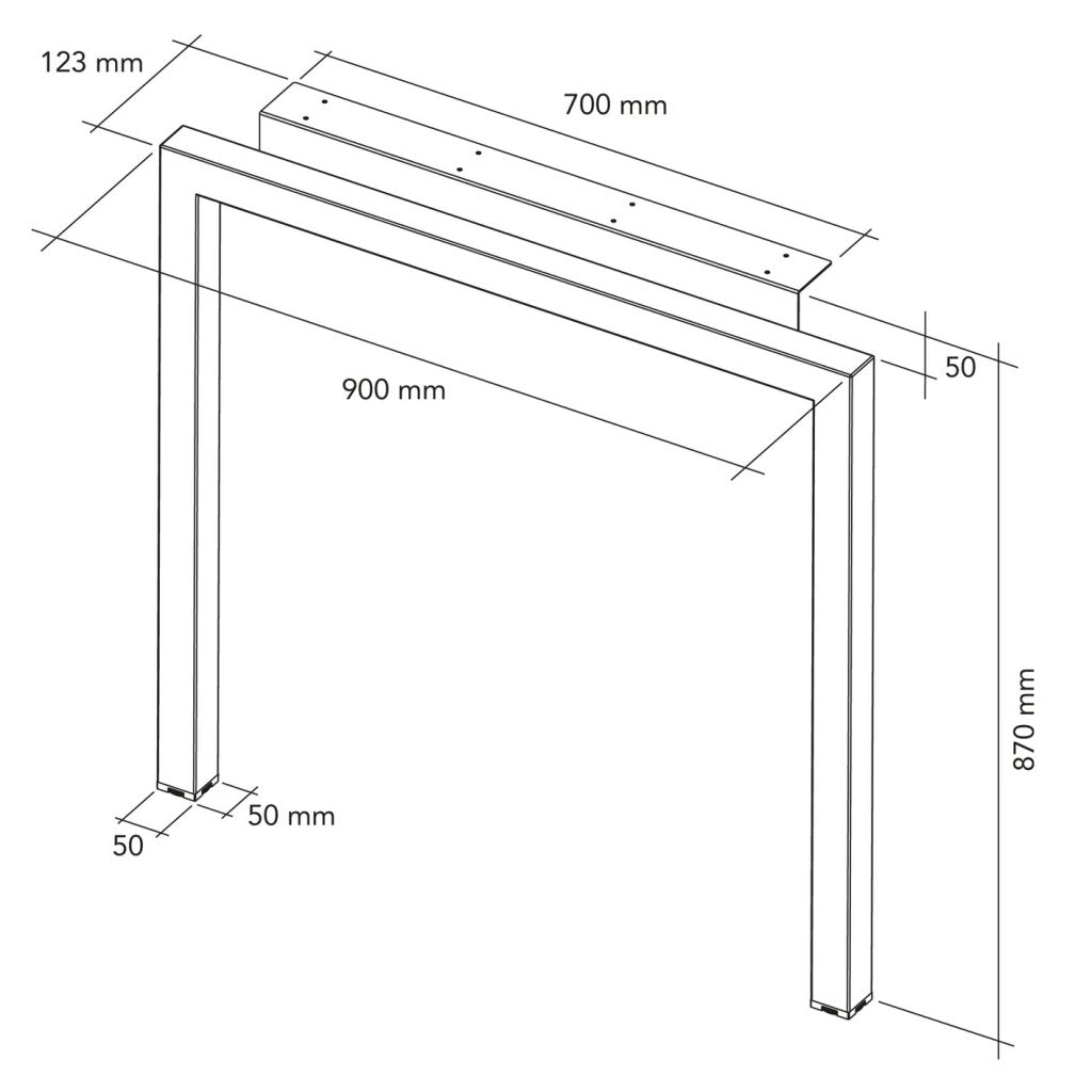 Pied snack aérien en acier - H. 870mm - profil carré 50 x 50 - finition blanc mat (RAL 9003)