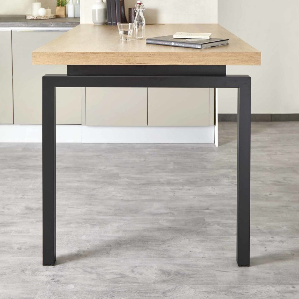 Pied snack aérien en acier - H. 890mm - profil carré 50 x 50 - finition noir mat (RAL 9005)