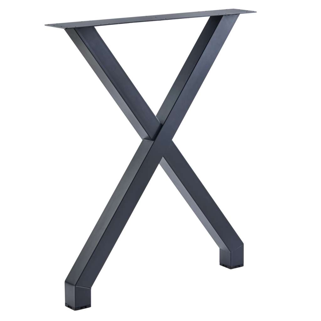 Pied X acier gris anthracite H.870mm profil 60x60