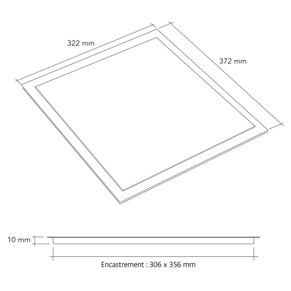Planche à découper-Cadre en inox ép.0.8mm-Plaque de DEKTON Noir 372x322mm-A encastrer