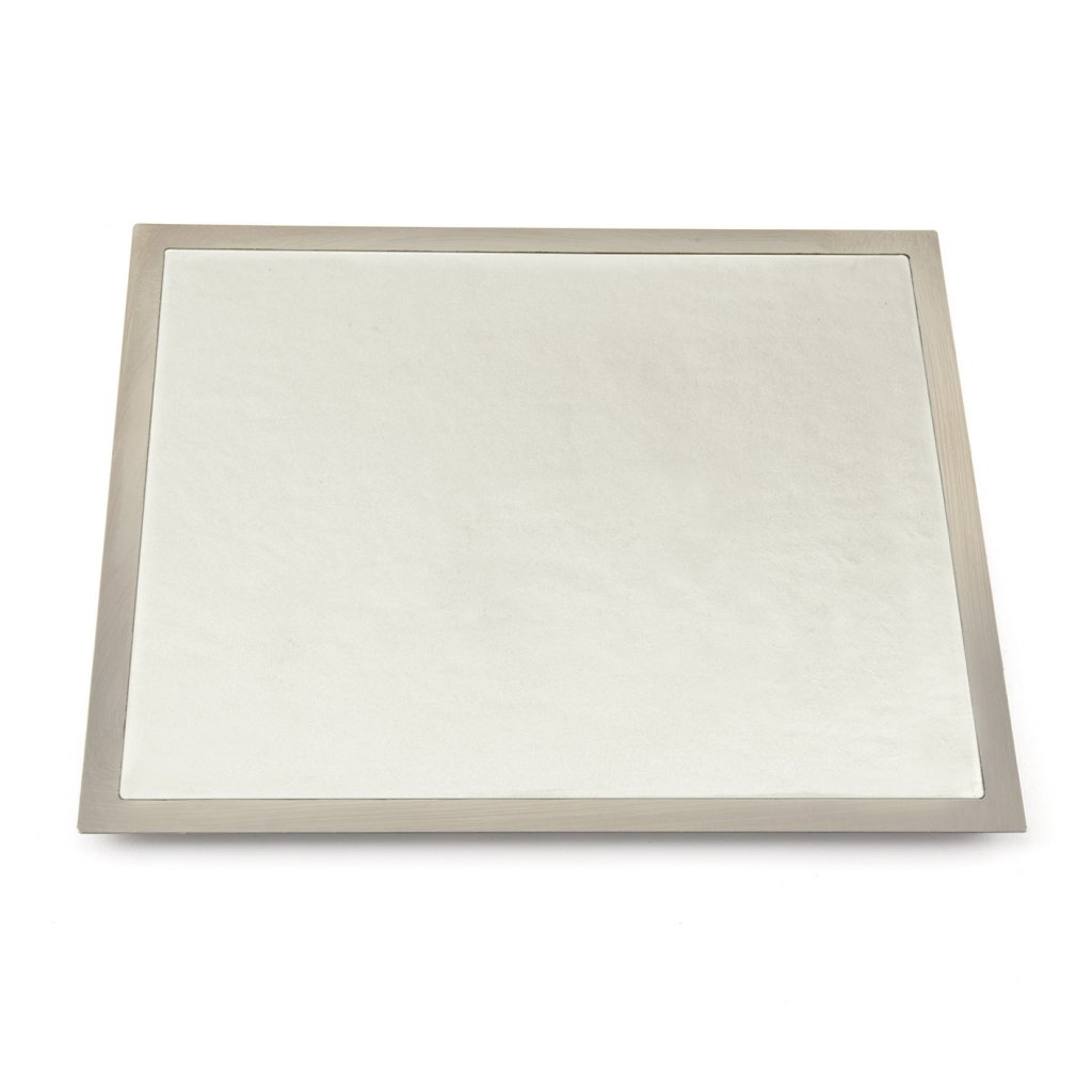 Planche à découper-Cadre en inox ép.0.8mm-Plaque de DEKTON Blanc mat 372x322mm-A encastrer