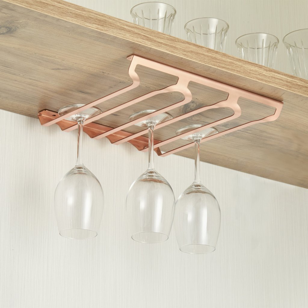 Porte-verres triple- l. 300 x P. 285 x H. 35mm - capacité : 9 verres - finition cuivre mat