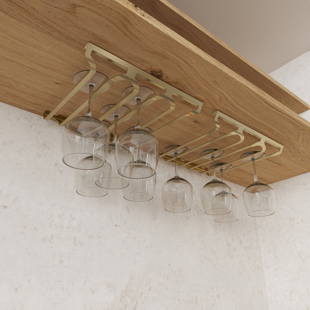 Porte-verres triple- l. 300 x P. 285 x H. 35mm - capacité : 9 verres - finition or mat