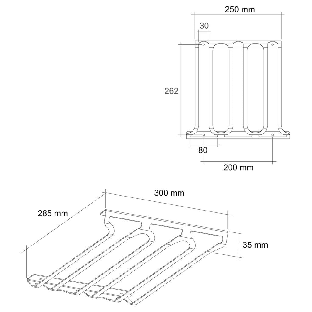 Porte-verres triple- l. 300 x P. 285 x H. 35mm - capacité : 9 verres - finition cuivre mat