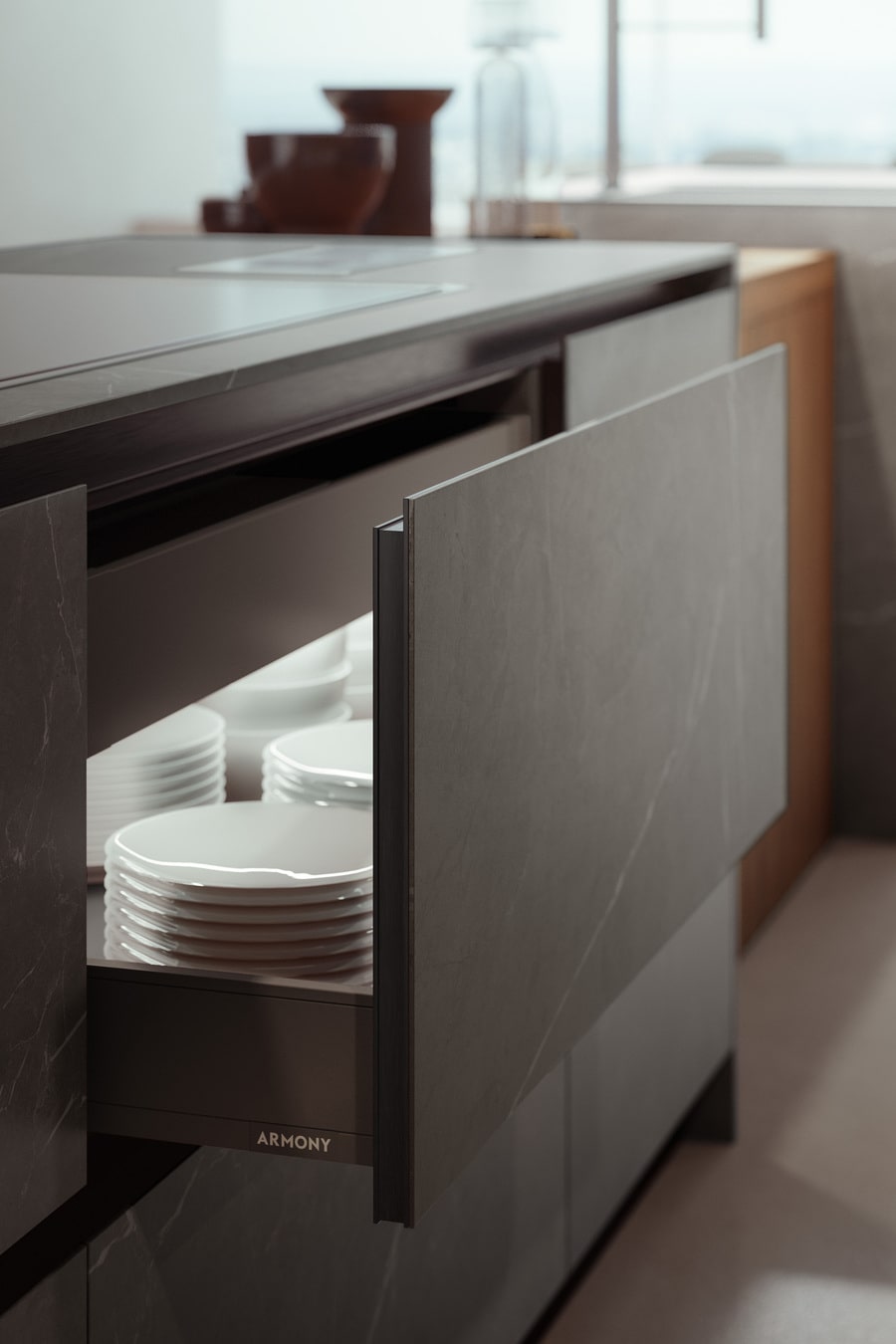 Portrait SKYLINE Armony porte alumiunium noir anodisé