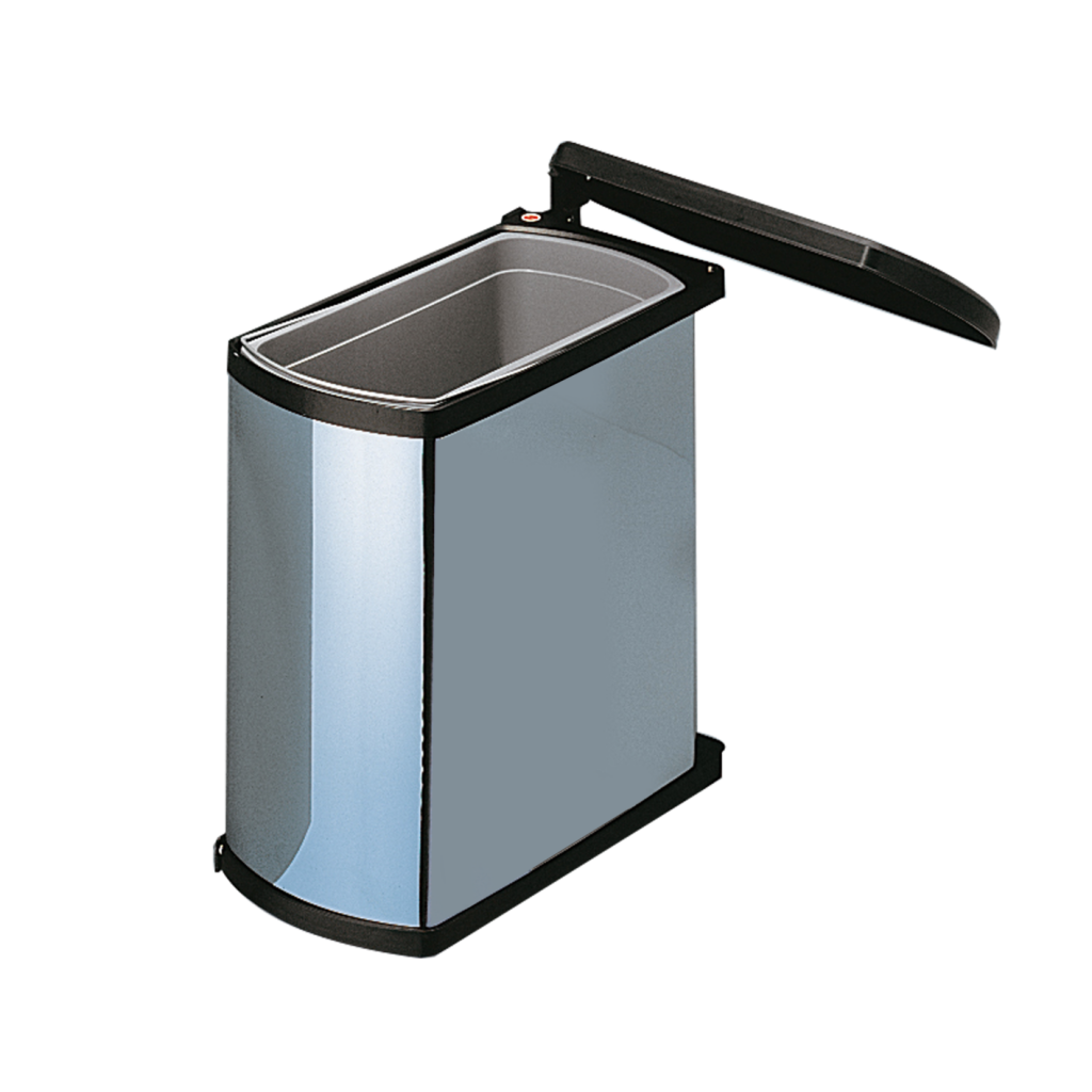 Poubelle automatique de cuisine 18L inox et noir pour meuble de 450 mm (réf. B342)