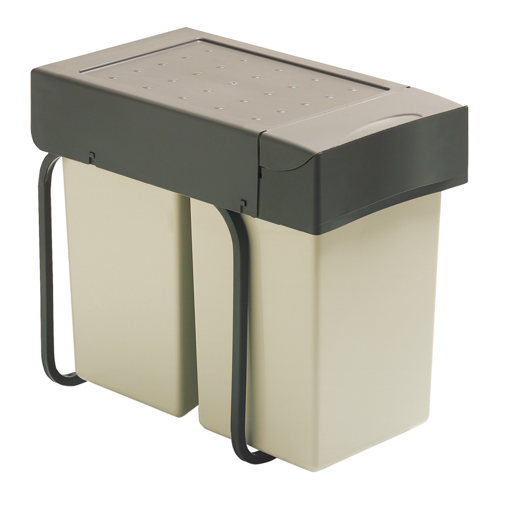 Poubelle MSA 227-G 2 x 14 L gris clair et beige pour meuble de 300 mm