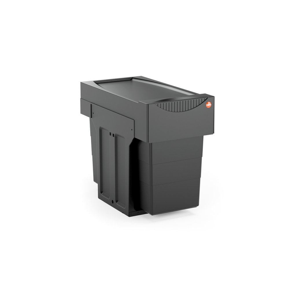 Poubelle pour meuble de 300mm composée de 2 seaux de 15L - l. 251 x P. 482 x H. 400mm - ouverture manuelle- Finition noire