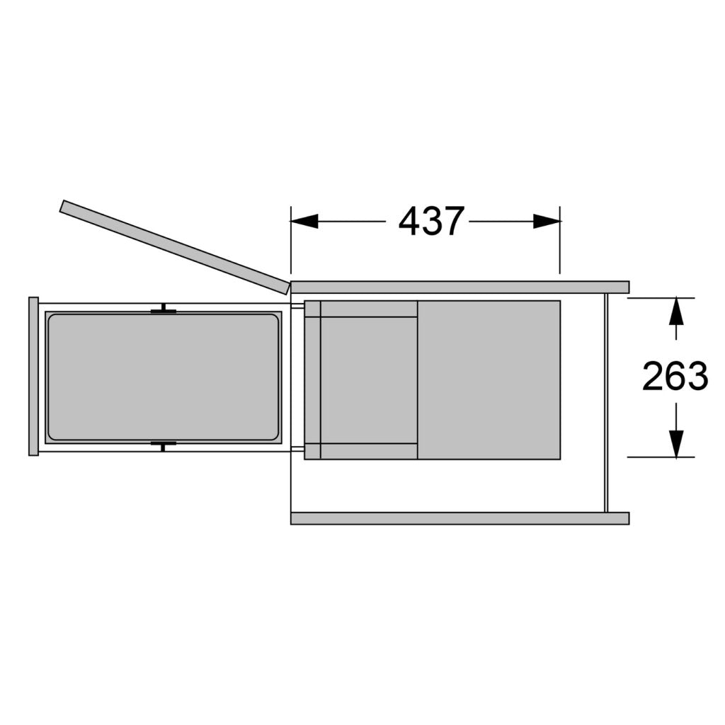Poubelle pour meuble de 400mm composée d'1 seau 28L - l. 263 x P. 437 x H. 401mm - Ouverture manuelle - Gris foncé - MSA B352