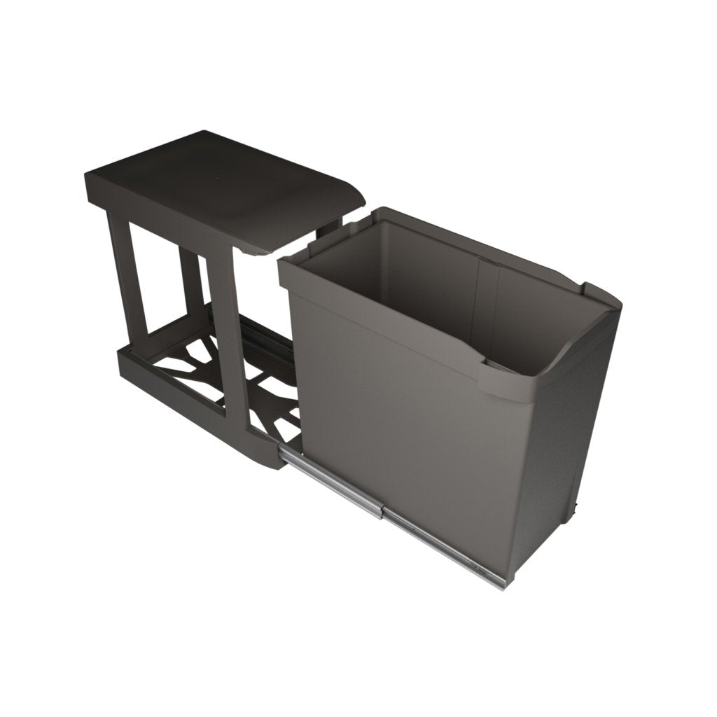 Poubelle pour meuble de 400mm composée d'1 seau de 30L - l.260mm x P. 452 x H. 442mm - ouverture automatique-Gris orion