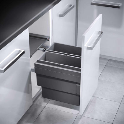 Poubelle coulissante 2x18L meuble 450mm gris orion