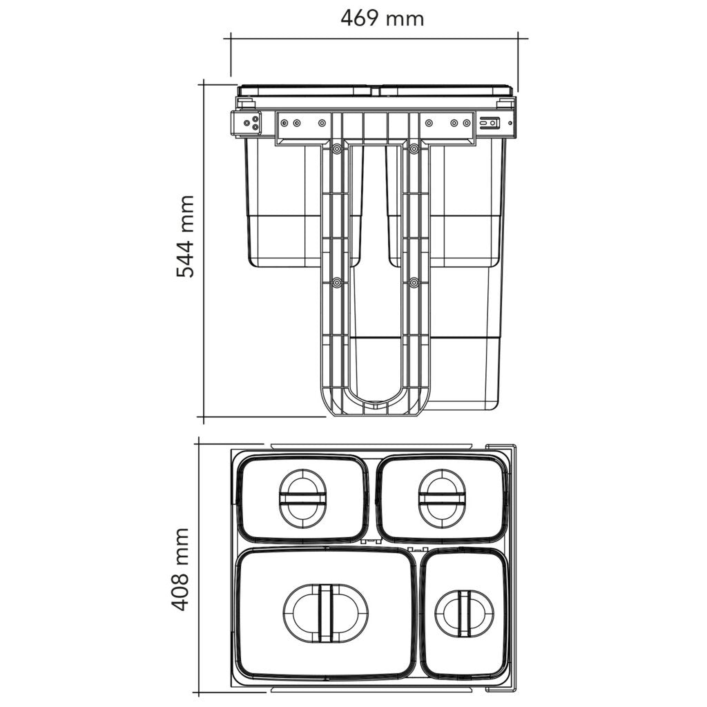 Poubelle sous-évier MSA 9072 installée meuble 450 mm
